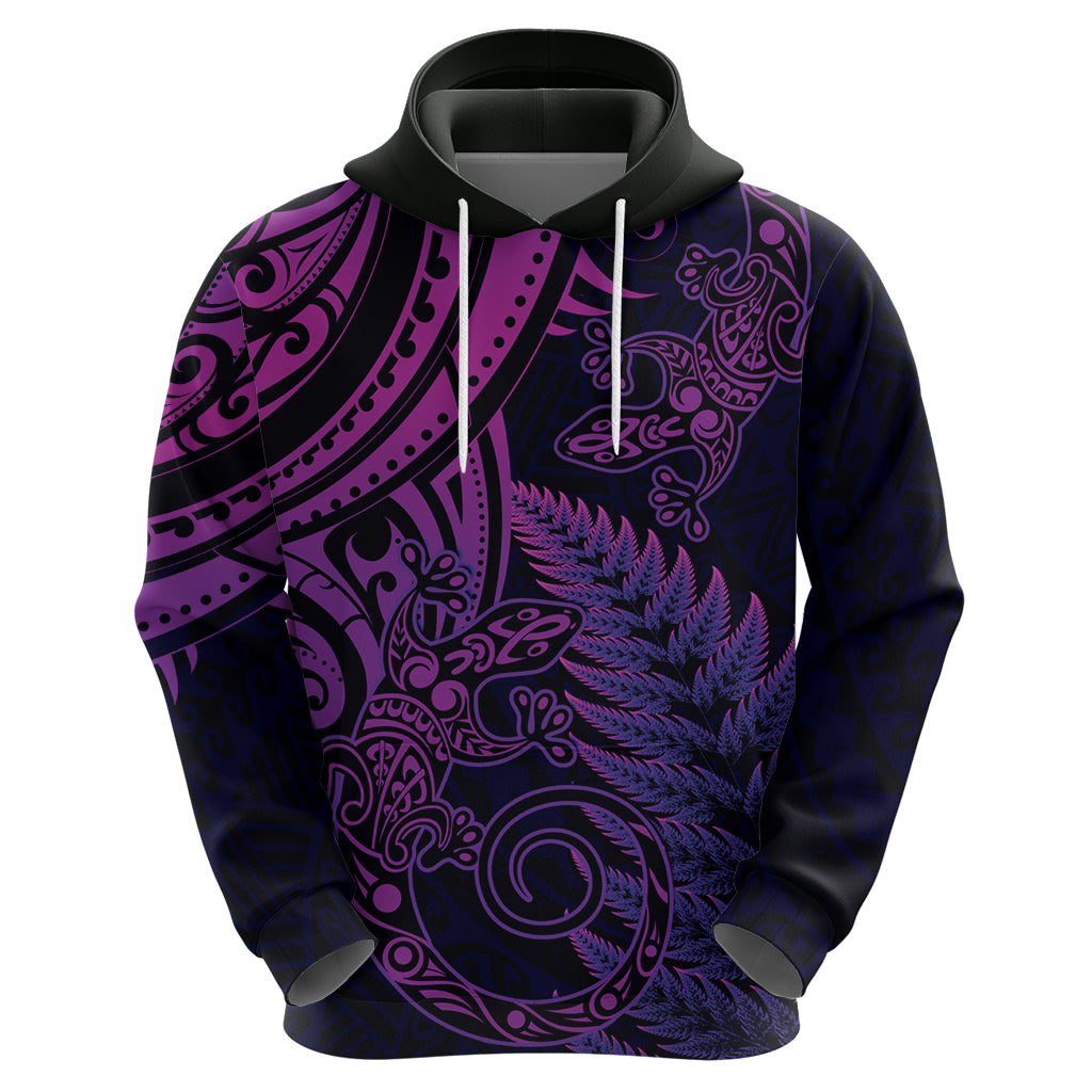 New Zealand Lizard Hoodie Silver Fern Aotearoa Maori Purple Version - Vibe Hoodie Shop