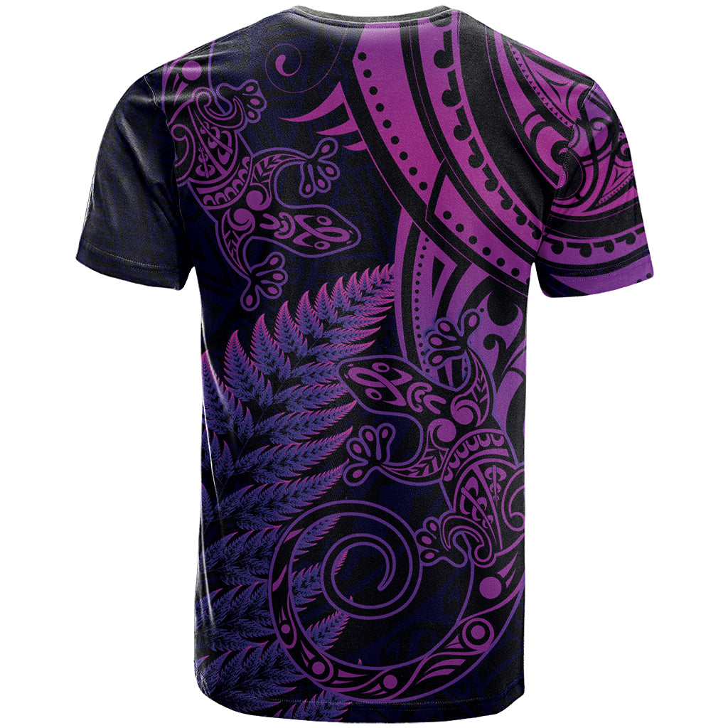 New Zealand Lizard T Shirt Silver Fern Aotearoa Maori Purple Version - Vibe Hoodie Shop