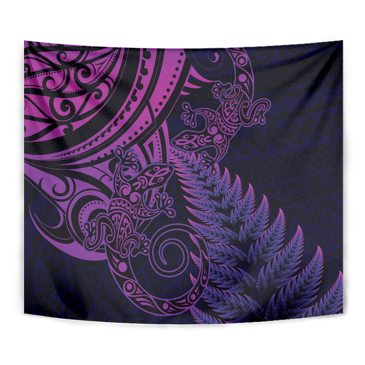 New Zealand Lizard Tapestry Silver Fern Aotearoa Maori Purple Version - Vibe Hoodie Shop