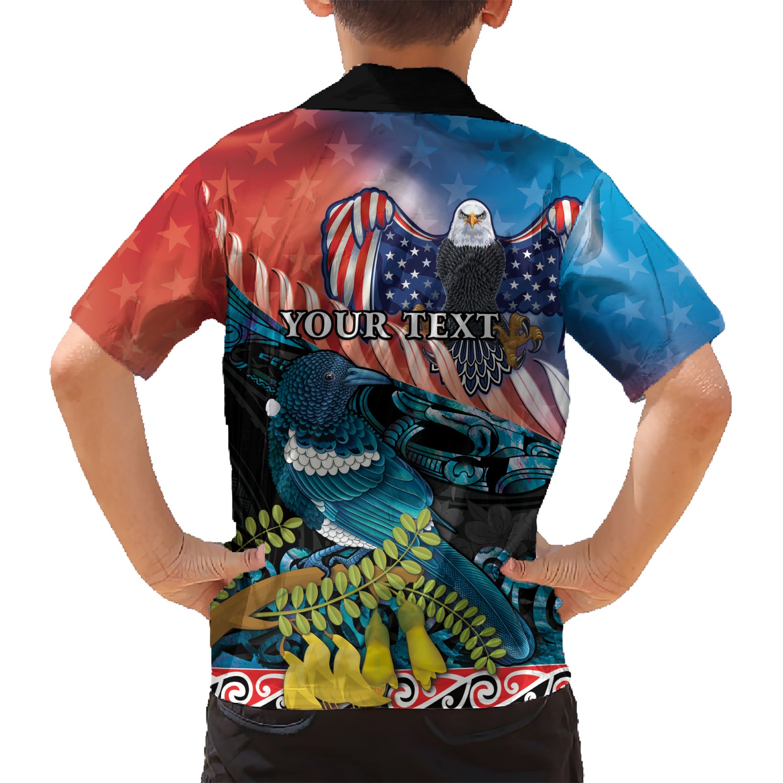 Personalised United States And New Zealand Hawaiian Shirt USA Eagle With Kowhai Aotearoa Tui Bird - Vibe Hoodie Shop