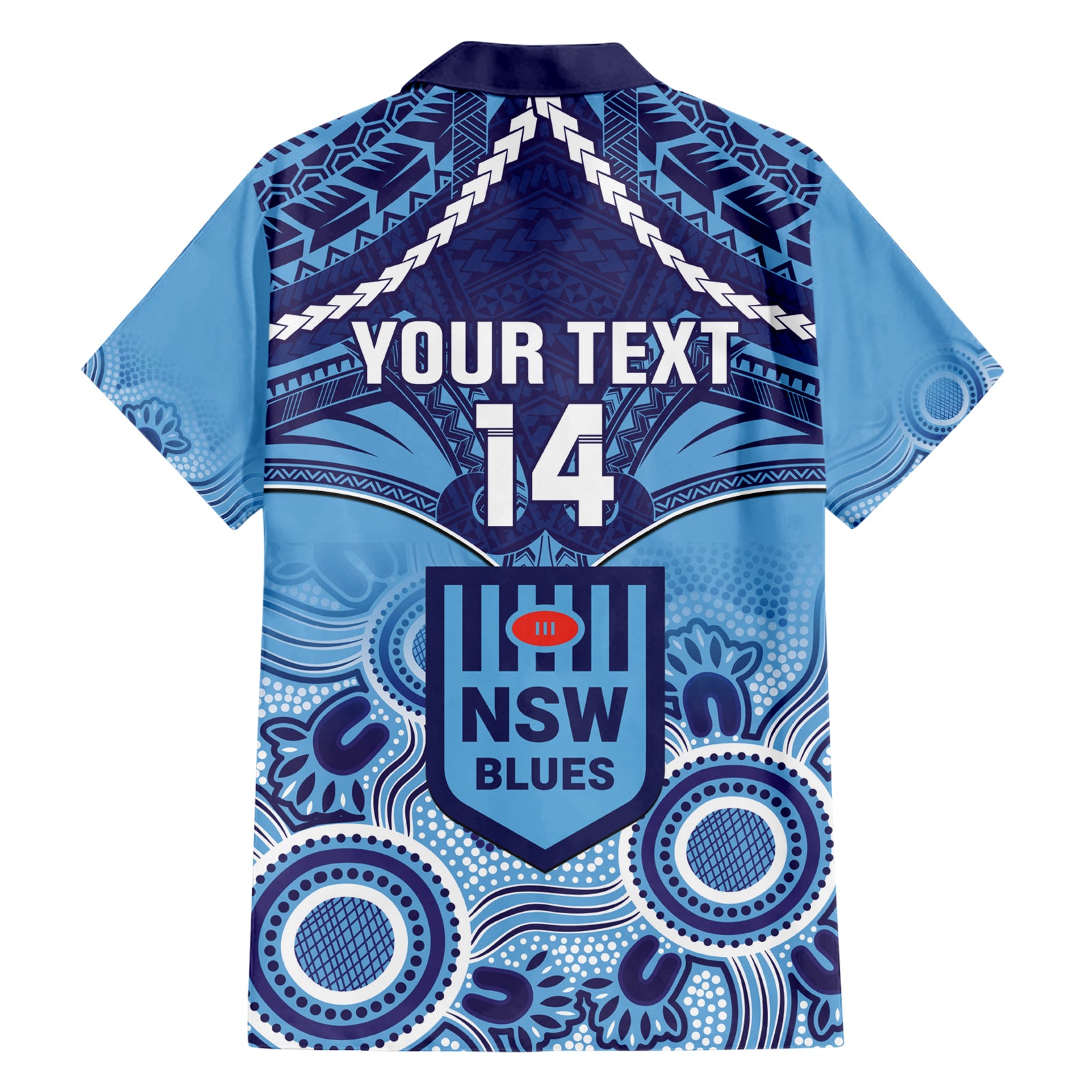 Custom NSW Blues Rugby Hawaiian Shirt Aboriginal Mix Polynesian Pattern - Vibe Hoodie Shop