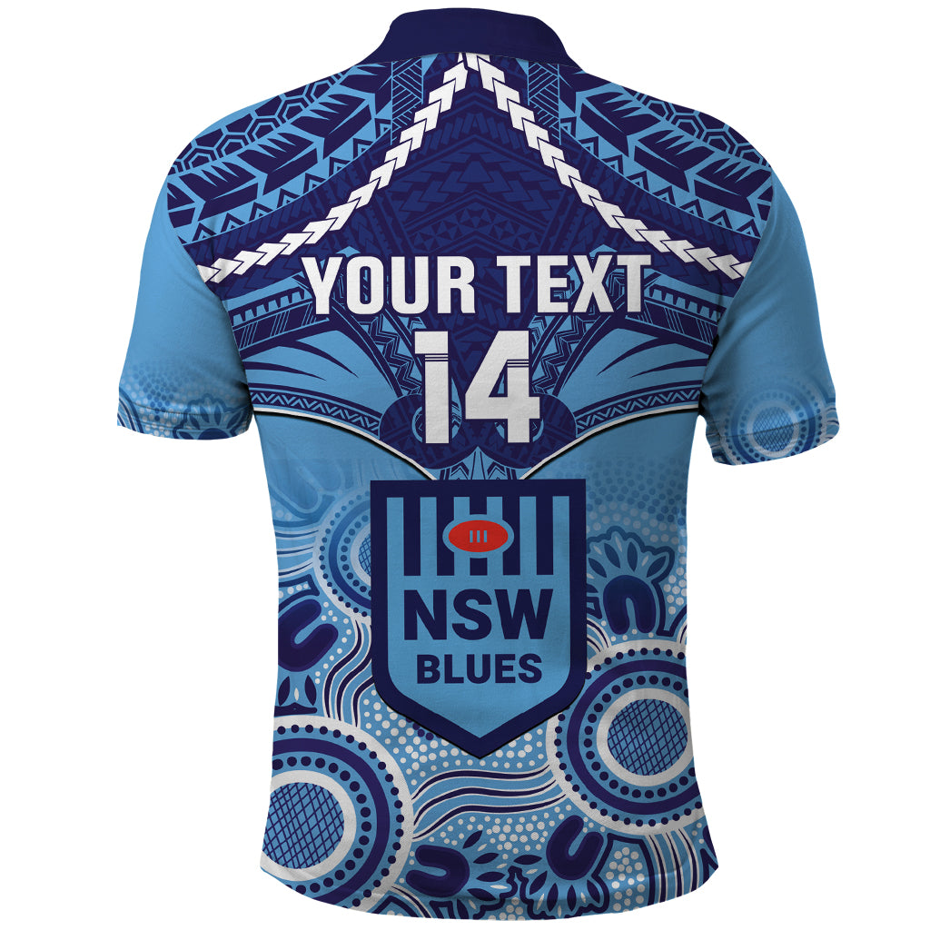 Custom NSW Blues Rugby Polo Shirt Aboriginal Mix Polynesian Pattern - Vibe Hoodie Shop