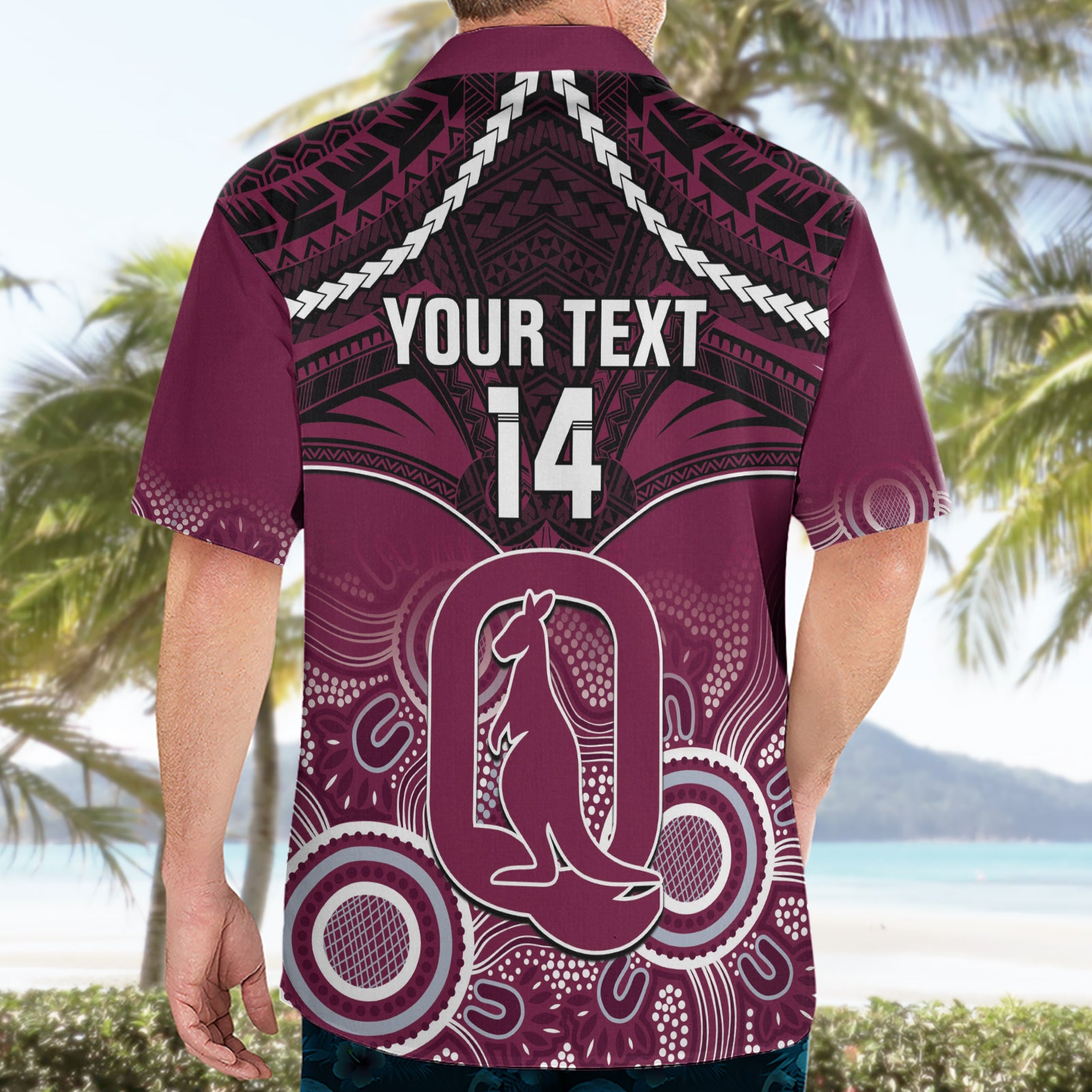 Custom QLD Maroons Rugby Hawaiian Shirt Aboriginal Mix Polynesian Pattern - Vibe Hoodie Shop