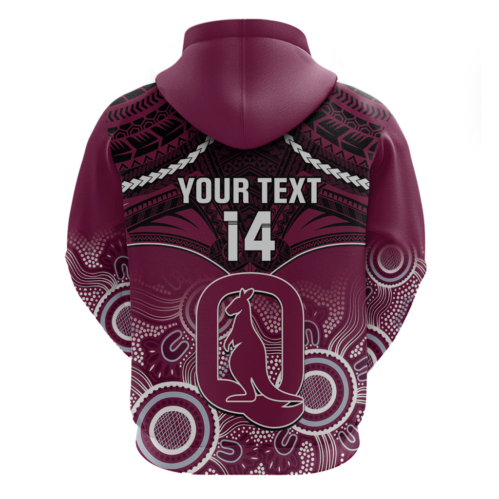 Custom QLD Maroons Rugby Hoodie Aboriginal Mix Polynesian Pattern - Vibe Hoodie Shop