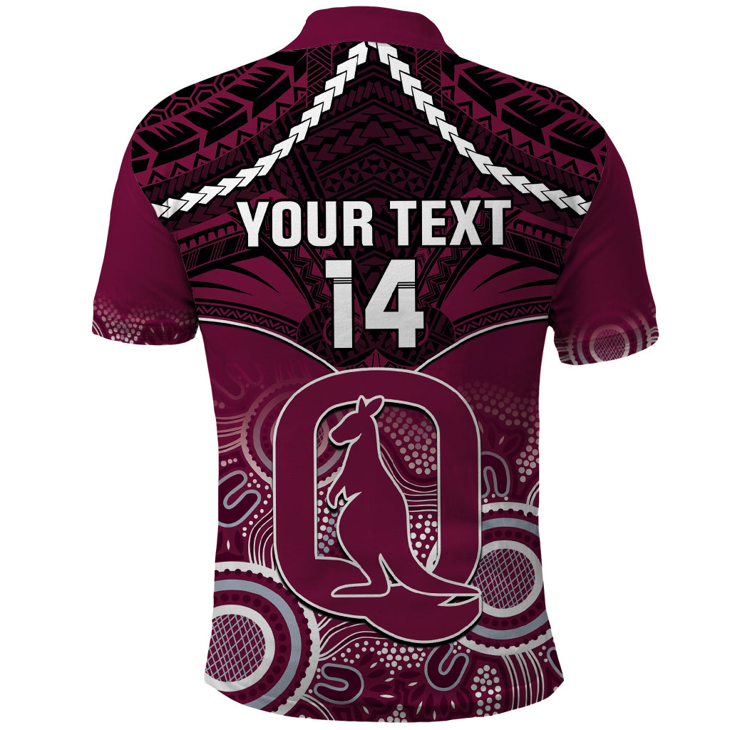 Custom QLD Maroons Rugby Polo Shirt Aboriginal Mix Polynesian Pattern - Vibe Hoodie Shop