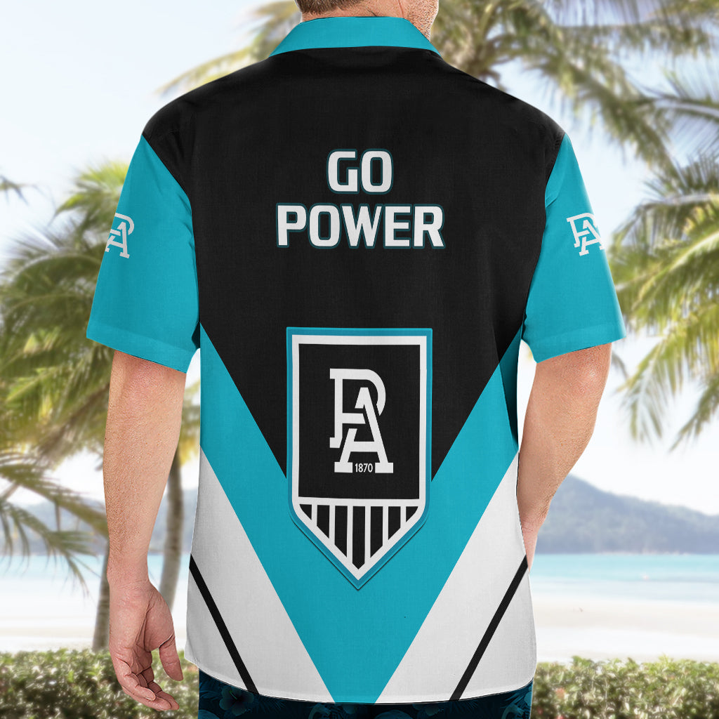 Port Adelaide Football 2023 Hawaiian Shirt Go Power Sporty Style - Vibe Hoodie Shop