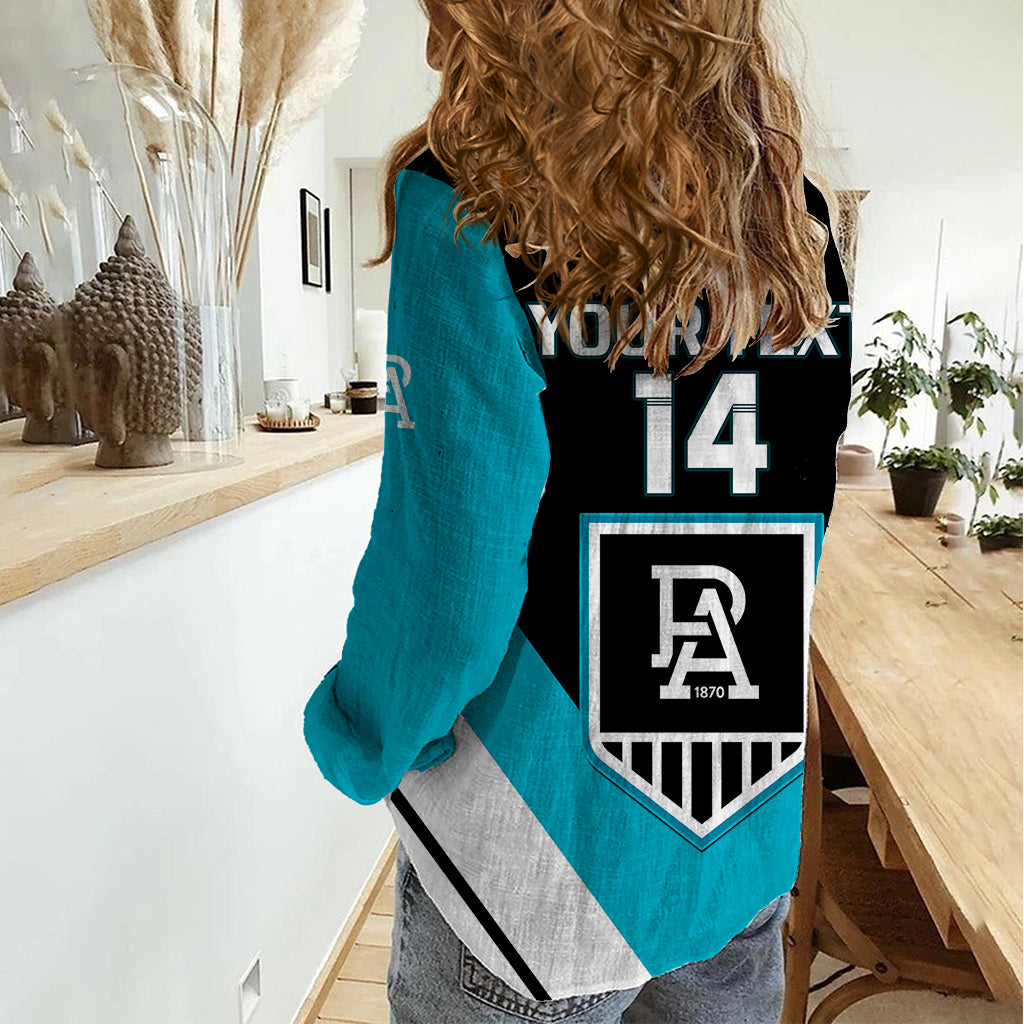 Personalised Port Adelaide Football 2023 Women Casual Shirt Go Power Sporty Style - Vibe Hoodie Shop