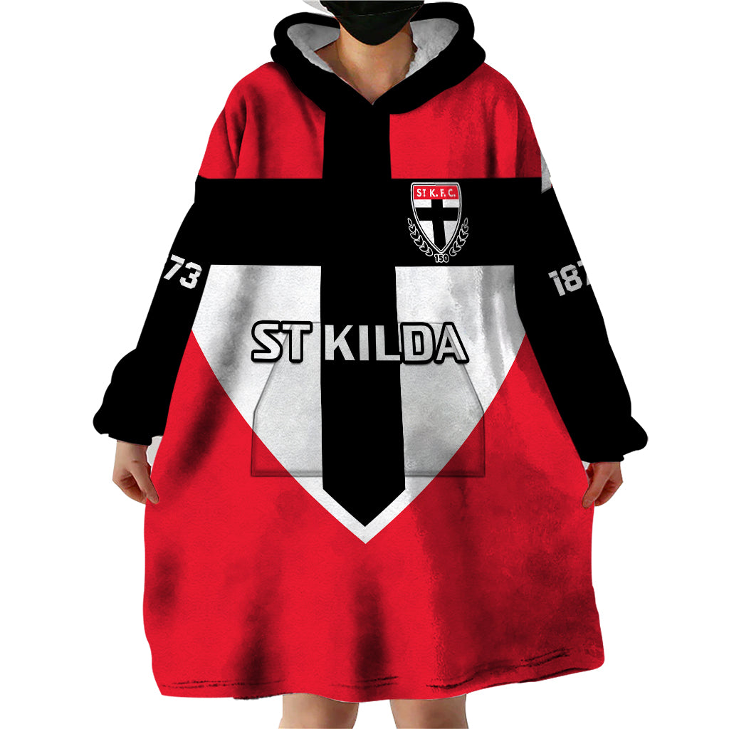 St Kilda Football 2023 Wearable Blanket Hoodie Saints 150th Anniversary Sporty Style - Vibe Hoodie Shop