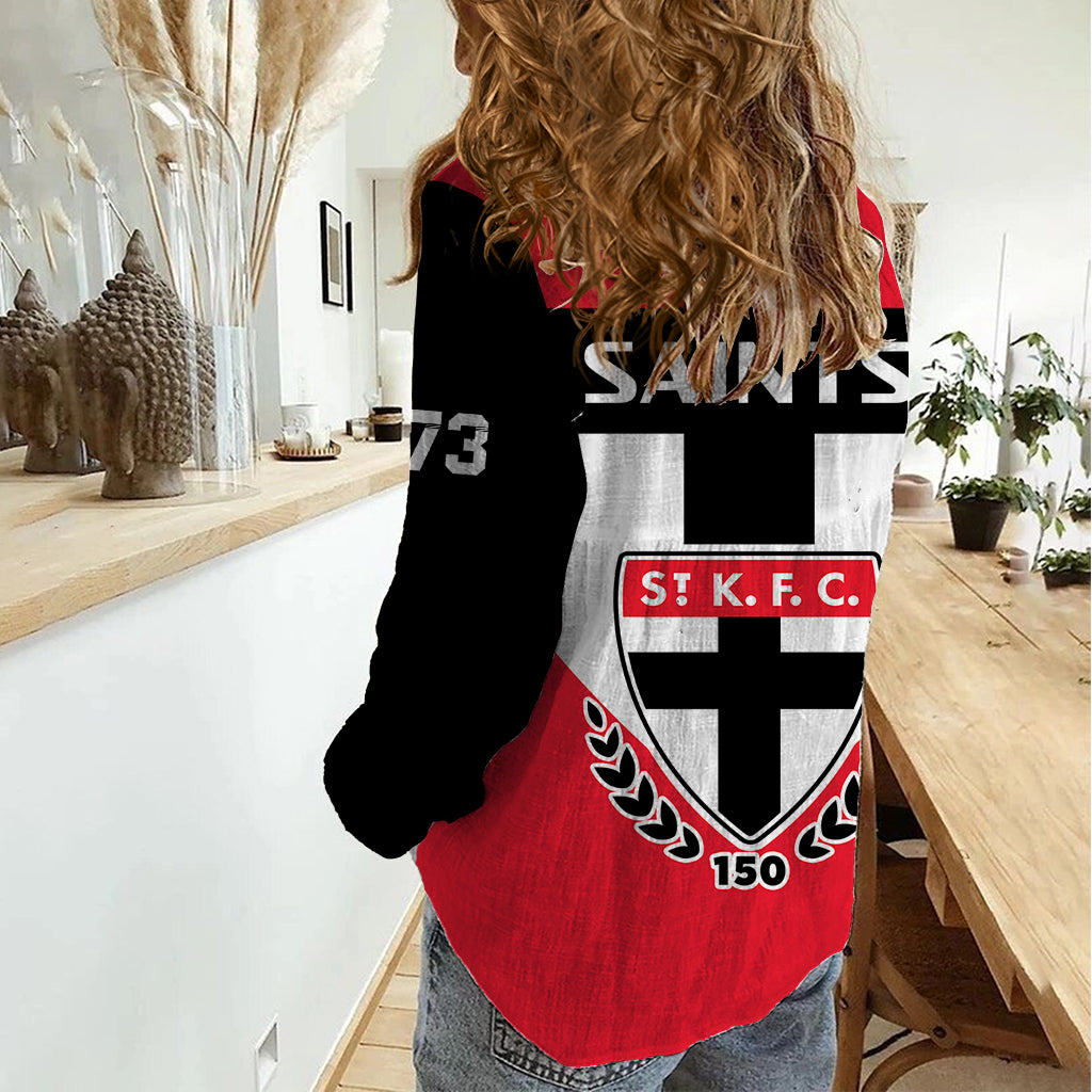 St Kilda Football 2023 Women Casual Shirt Saints 150th Anniversary Sporty Style - Vibe Hoodie Shop