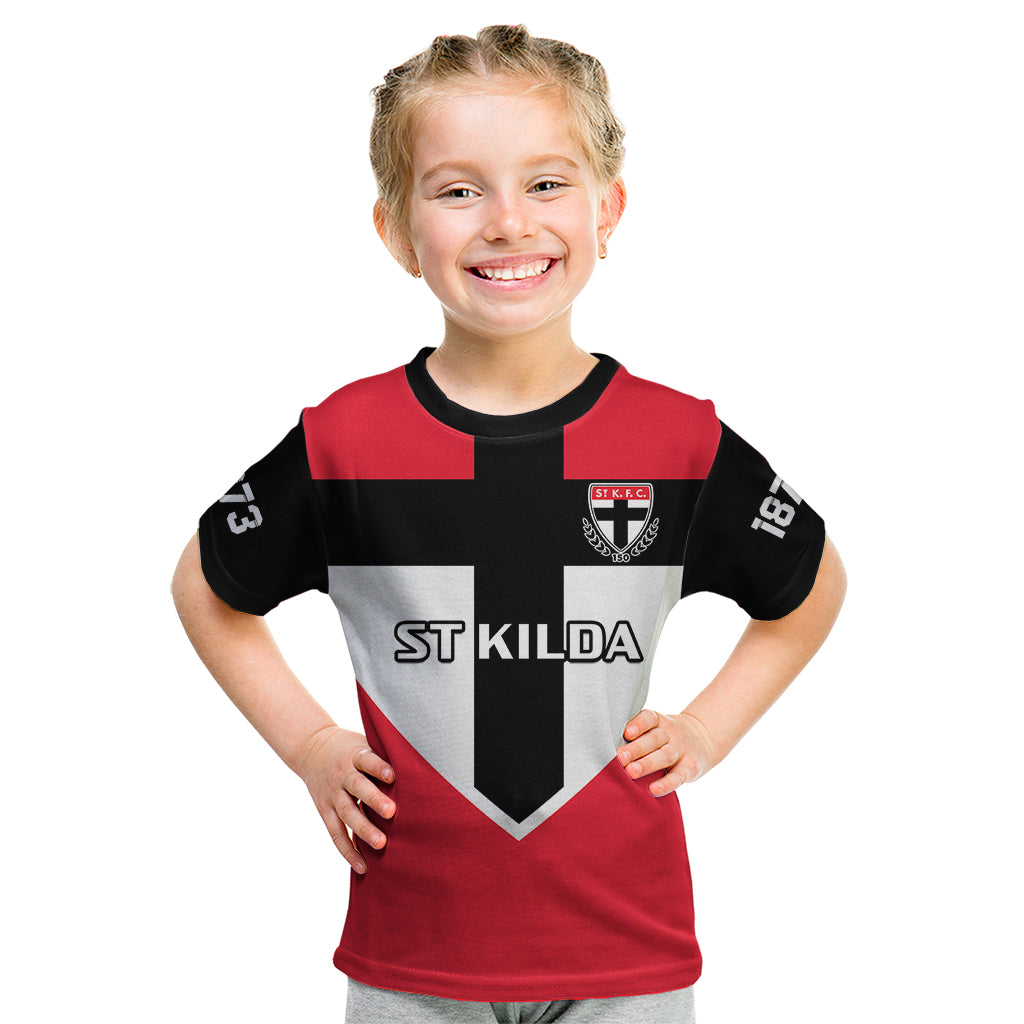 Personalised St Kilda Football 2023 Kid T Shirt Saints 150th Anniversary Sporty Style - Vibe Hoodie Shop