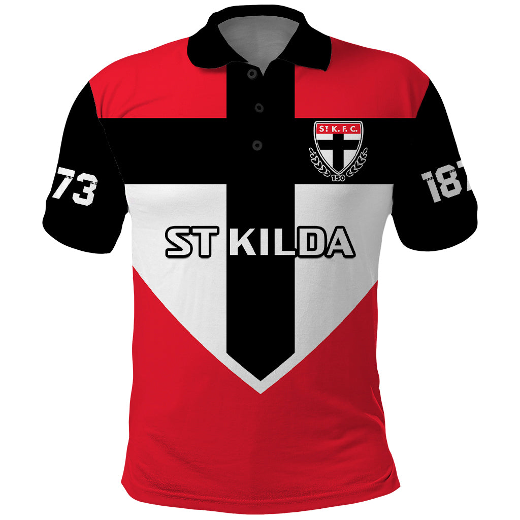 Personalised St Kilda Football 2023 Polo Shirt Saints 150th Anniversary Sporty Style - Vibe Hoodie Shop