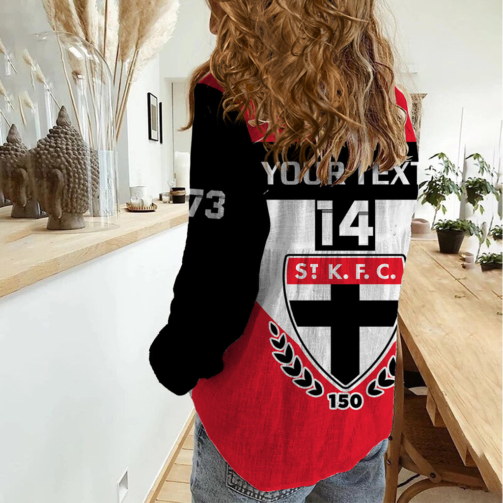 Personalised St Kilda Football 2023 Women Casual Shirt Saints 150th Anniversary Sporty Style - Vibe Hoodie Shop