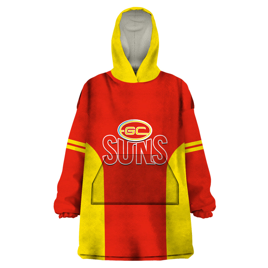 Personalised Gold Coast Football 2023 Wearable Blanket Hoodie Go Suns Sporty Style - Vibe Hoodie Shop