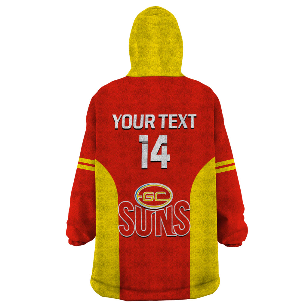 Personalised Gold Coast Football 2023 Wearable Blanket Hoodie Go Suns Sporty Style - Vibe Hoodie Shop