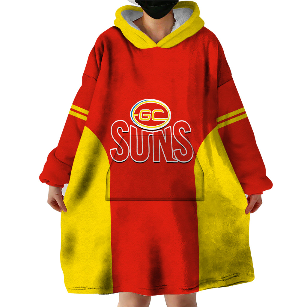 Personalised Gold Coast Football 2023 Wearable Blanket Hoodie Go Suns Sporty Style - Vibe Hoodie Shop