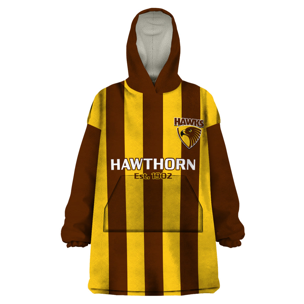 Hawthorn Football 2023 Wearable Blanket Hoodie Go Hawks Sporty Style - Vibe Hoodie Shop