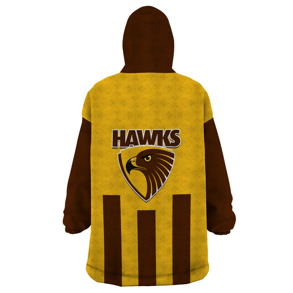 Hawthorn Football 2023 Wearable Blanket Hoodie Go Hawks Sporty Style - Vibe Hoodie Shop