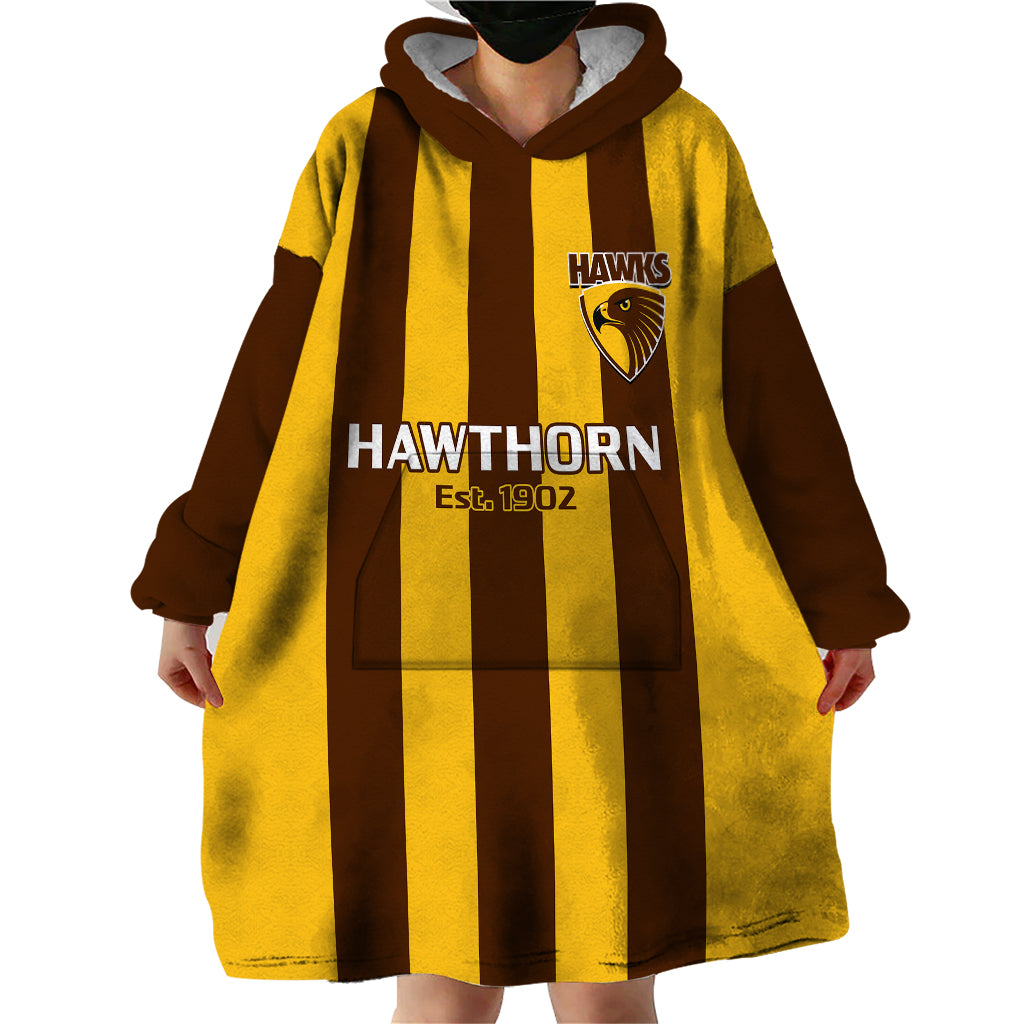 Hawthorn Football 2023 Wearable Blanket Hoodie Go Hawks Sporty Style - Vibe Hoodie Shop