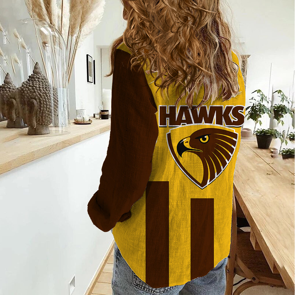 Hawthorn Football 2023 Women Casual Shirt Go Hawks Sporty Style - Vibe Hoodie Shop