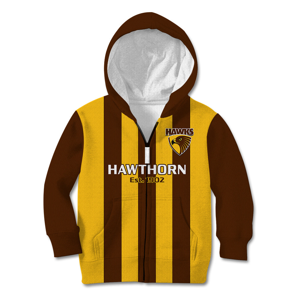 Personalised Hawthorn Football 2023 Kid Hoodie Go Hawks Sporty Style - Vibe Hoodie Shop