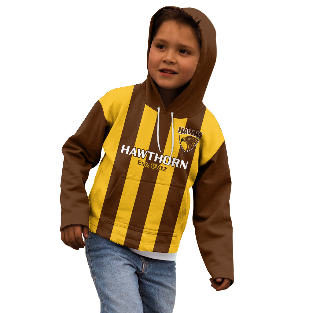 Personalised Hawthorn Football 2023 Kid Hoodie Go Hawks Sporty Style - Vibe Hoodie Shop