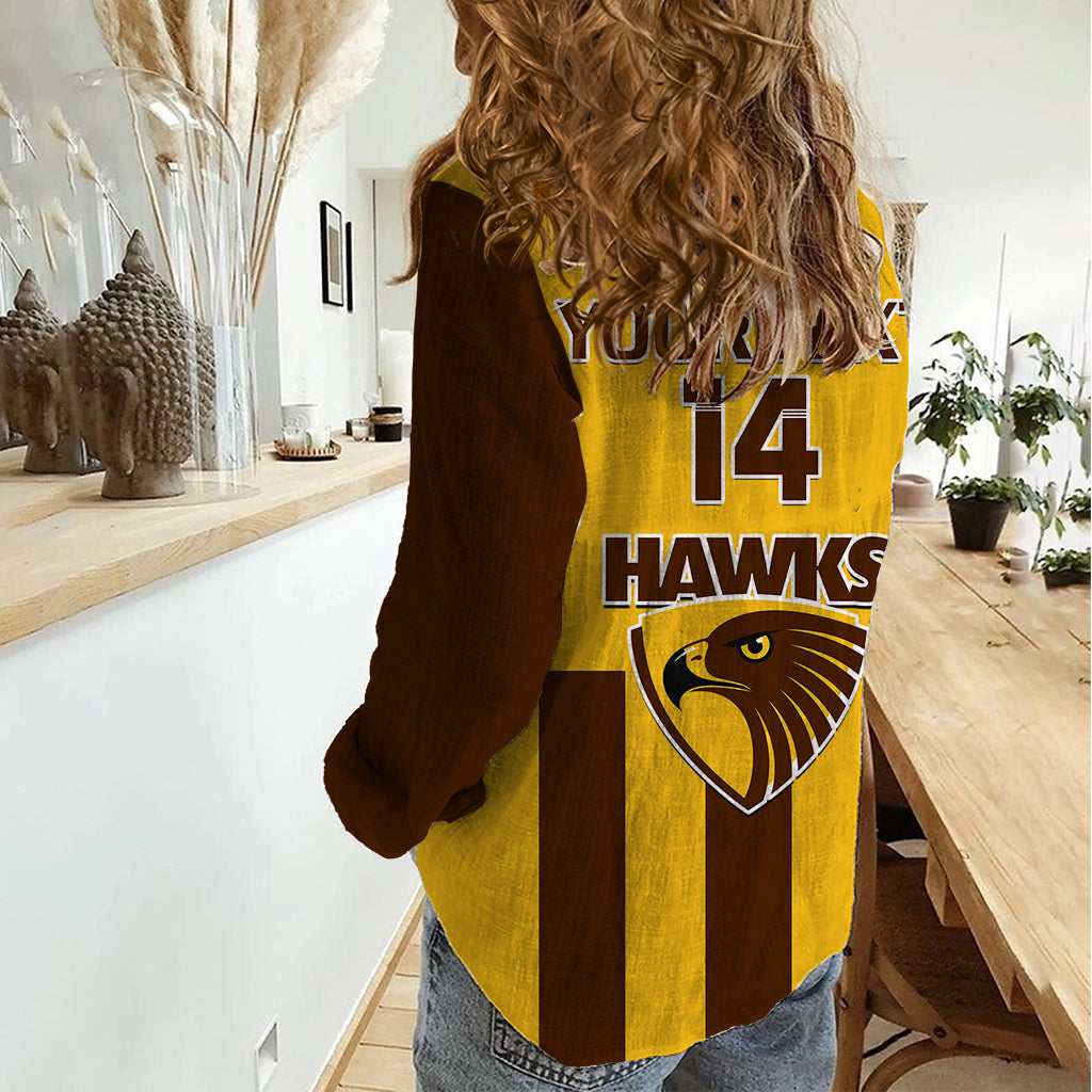 Personalised Hawthorn Football 2023 Women Casual Shirt Go Hawks Sporty Style - Vibe Hoodie Shop