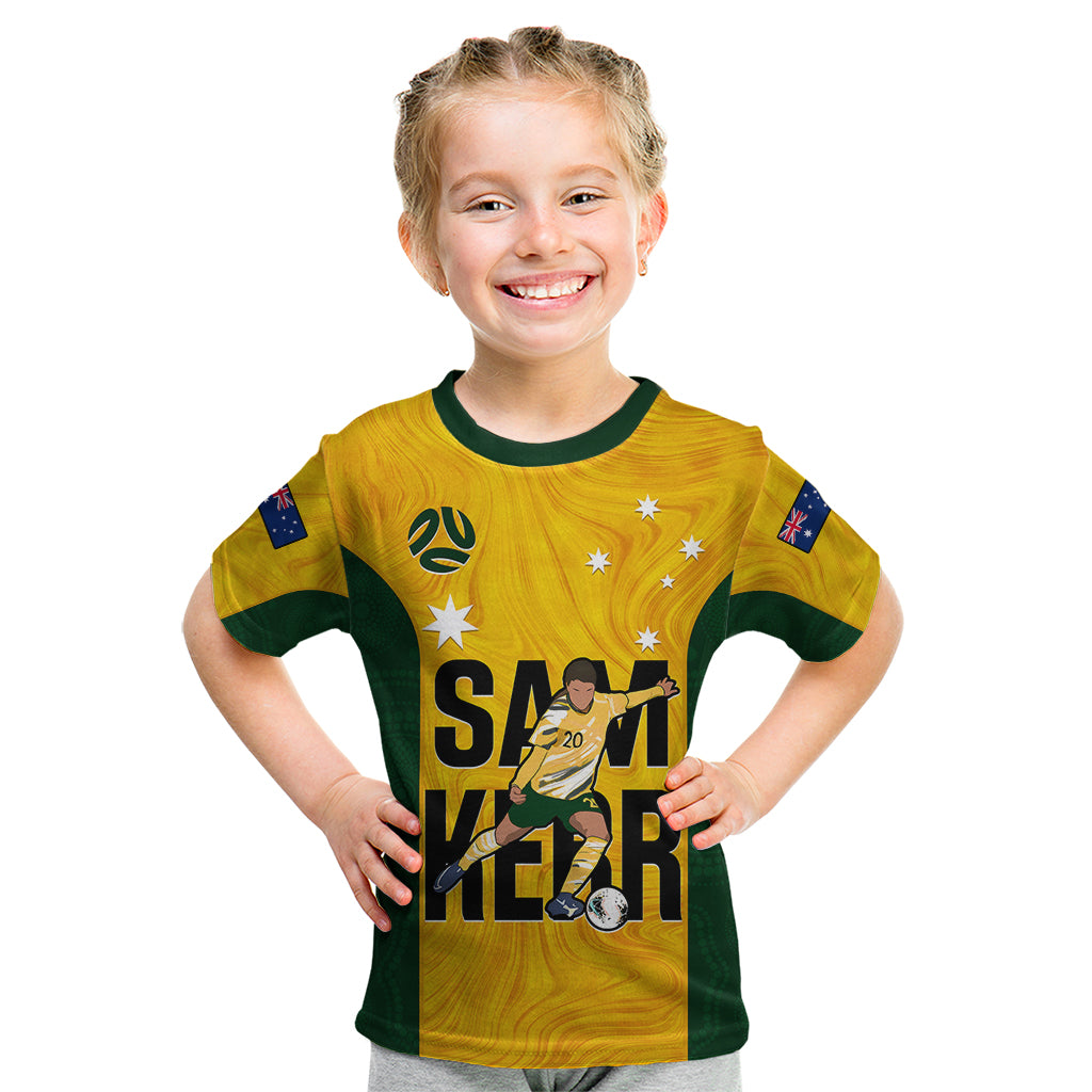 Australia Soccer Kid T Shirt Sam Kerr Matildas Proud 2023 World Cup Yellow - Vibe Hoodie Shop