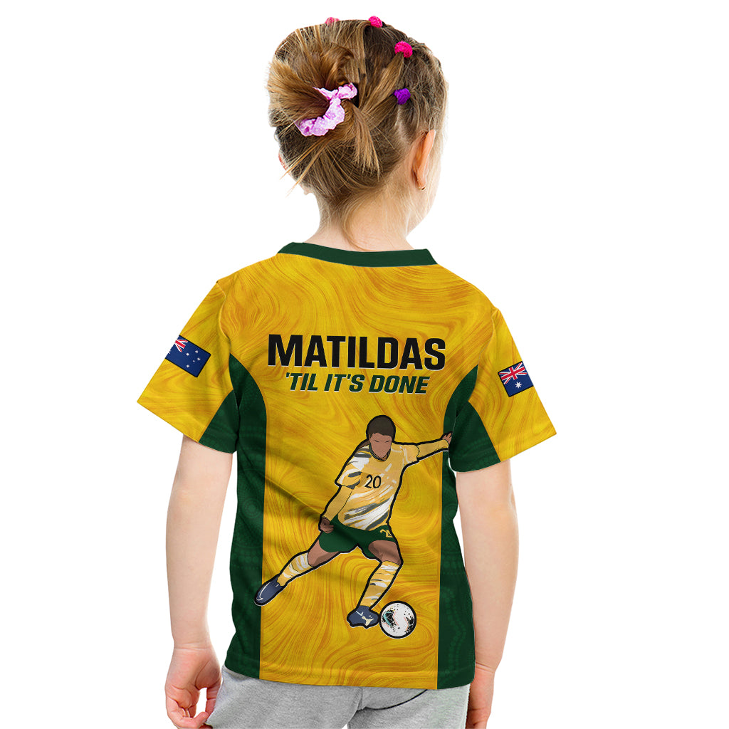 Australia Soccer Kid T Shirt Sam Kerr Matildas Proud 2023 World Cup Yellow - Vibe Hoodie Shop