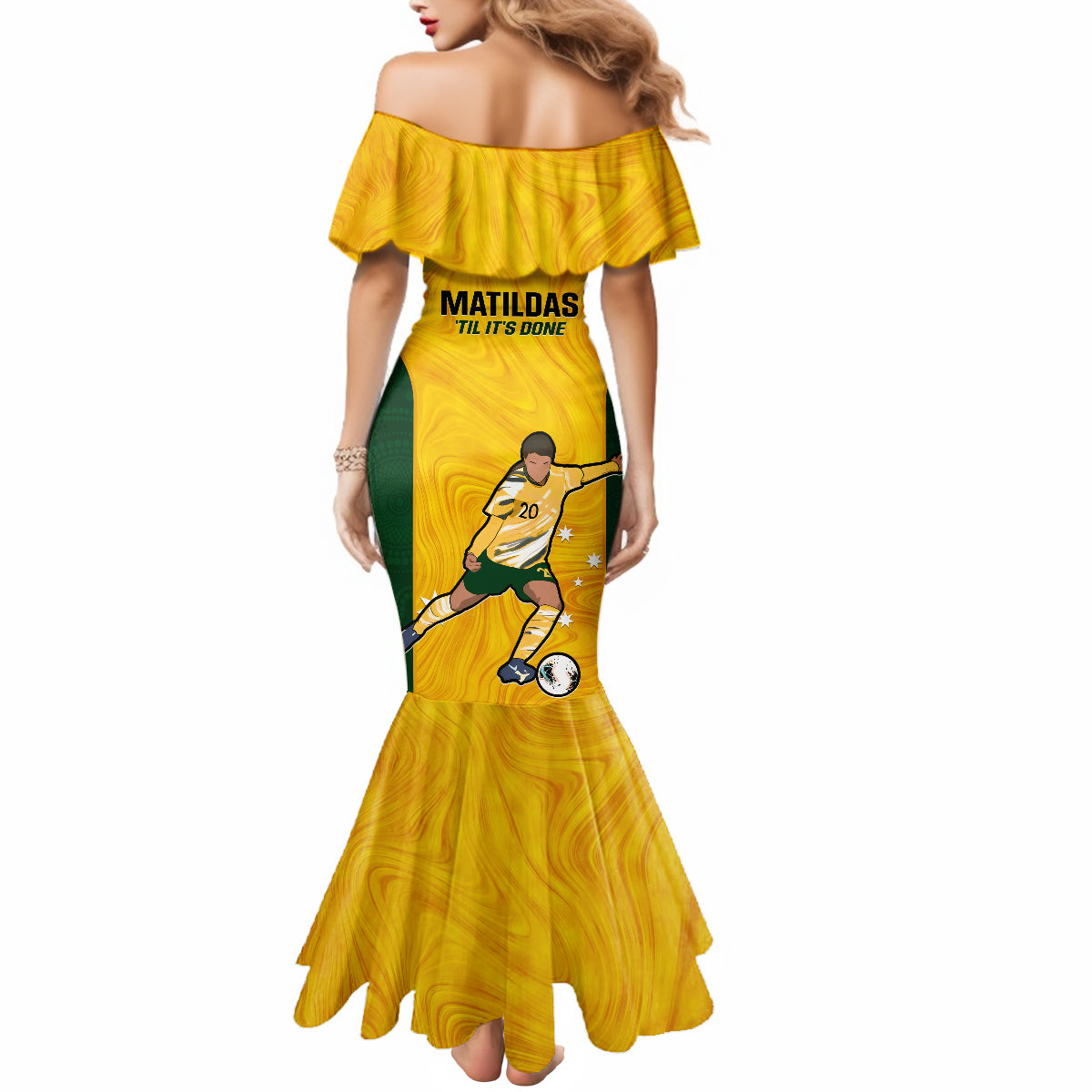 australia-soccer-mermaid-dress-sam-kerr-matildas-proud-2023-world-cup-yellow