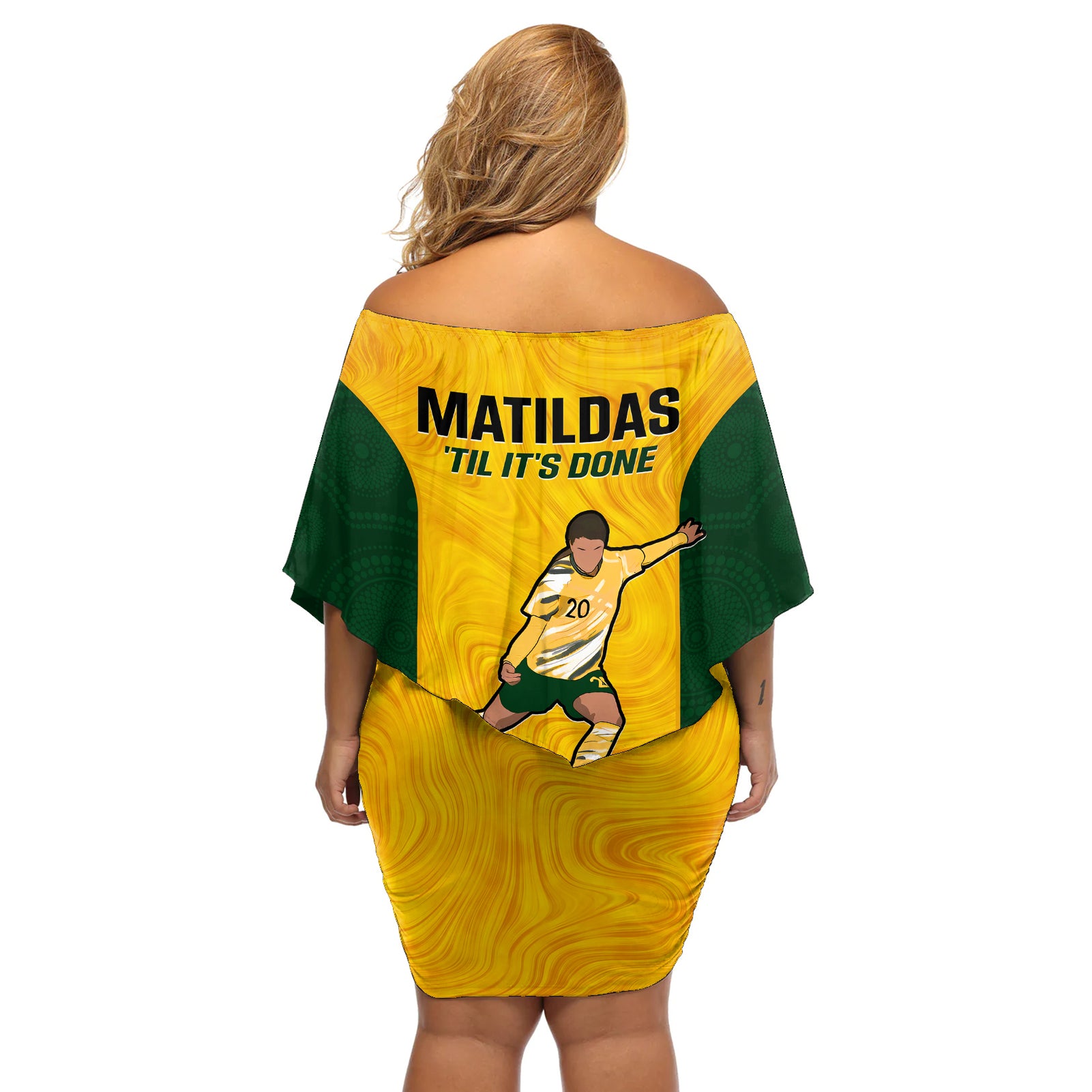 australia-soccer-off-shoulder-short-dress-sam-kerr-matildas-proud-2023-world-cup-yellow