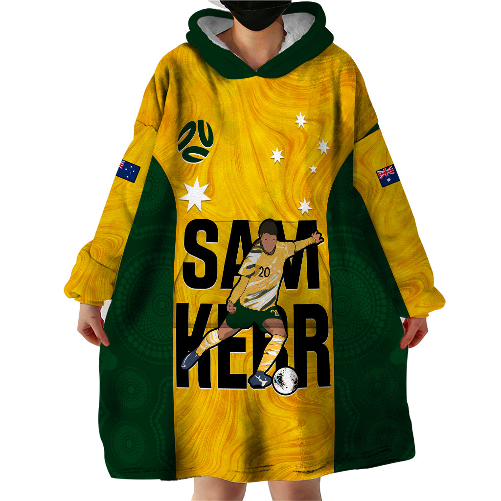 Australia Soccer Wearable Blanket Hoodie Sam Kerr Matildas Proud 2023 World Cup Yellow - Vibe Hoodie Shop