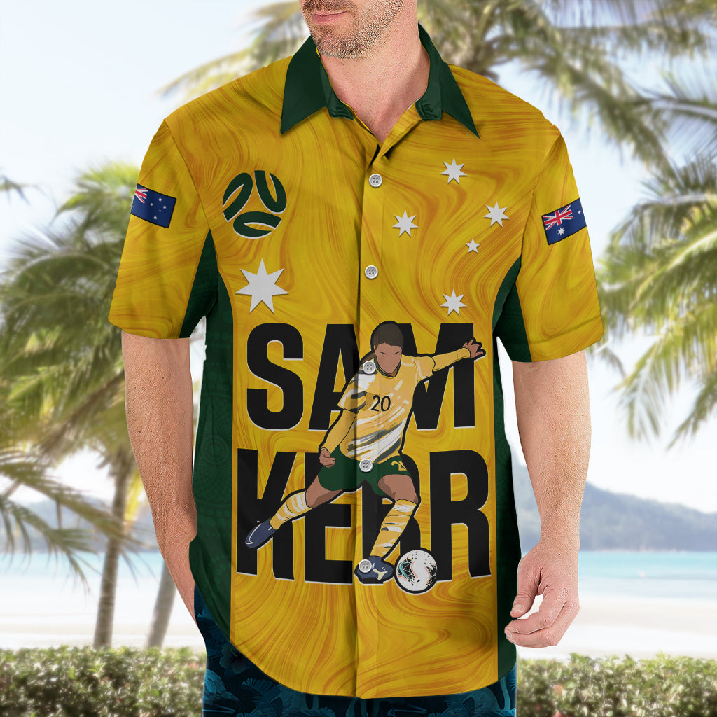 Custom Australia Soccer Hawaiian Shirt Sam Kerr Matildas Proud 2023 World Cup Yellow - Vibe Hoodie Shop