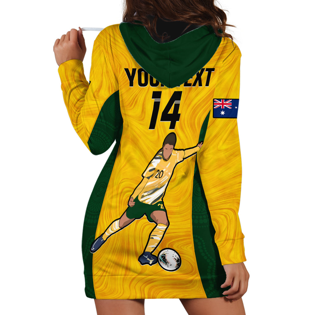 Custom Australia Soccer Hoodie Dress Sam Kerr Matildas Proud 2023 World Cup Yellow - Vibe Hoodie Shop