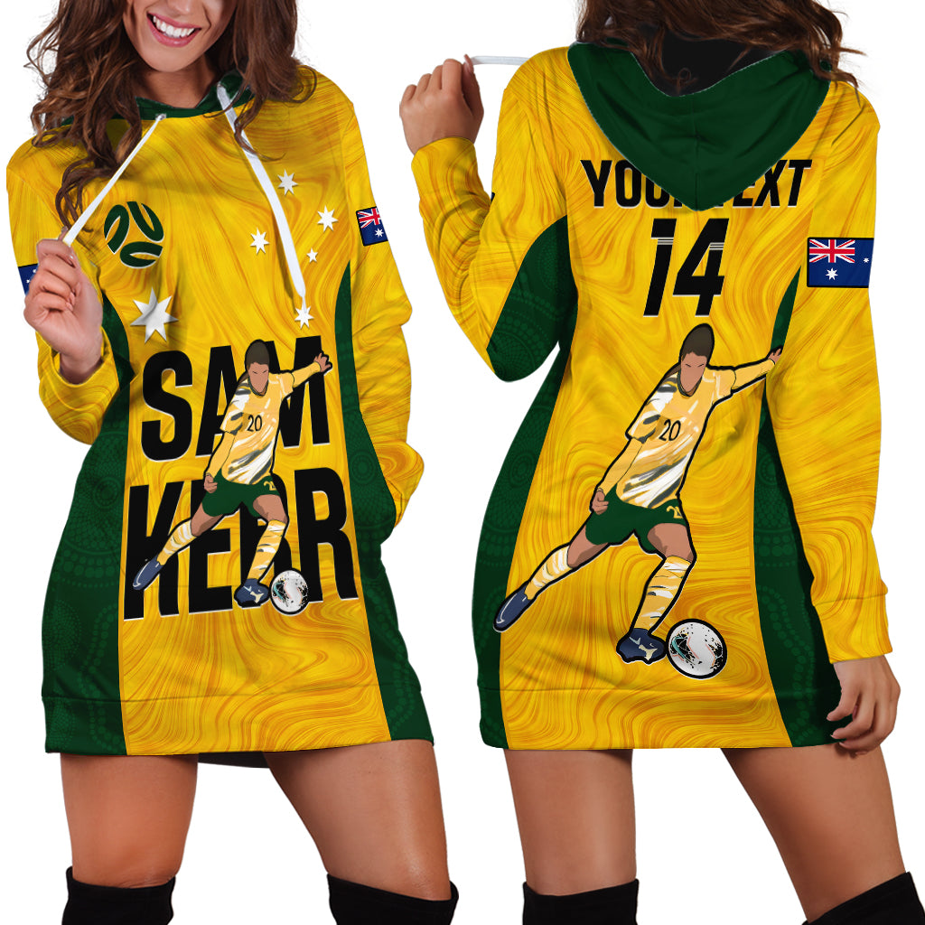 Custom Australia Soccer Hoodie Dress Sam Kerr Matildas Proud 2023 World Cup Yellow - Vibe Hoodie Shop