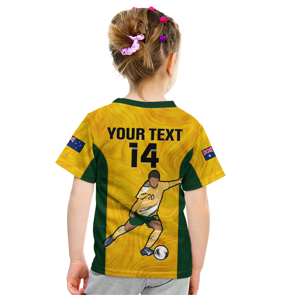 Custom Australia Soccer Kid T Shirt Sam Kerr Matildas Proud 2023 World Cup Yellow - Vibe Hoodie Shop