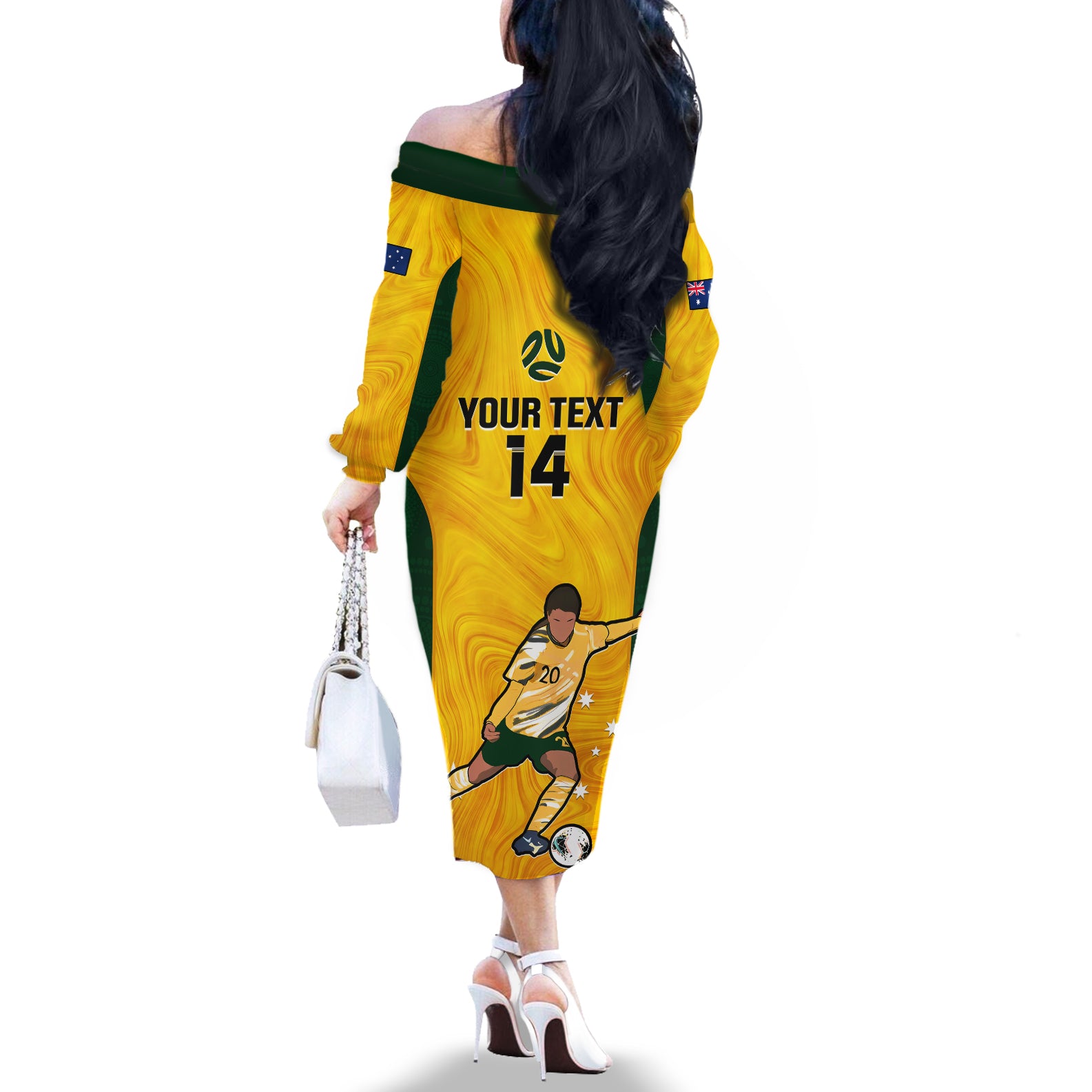 custom-australia-soccer-off-the-shoulder-long-sleeve-dress-sam-kerr-matildas-proud-2023-world-cup-yellow