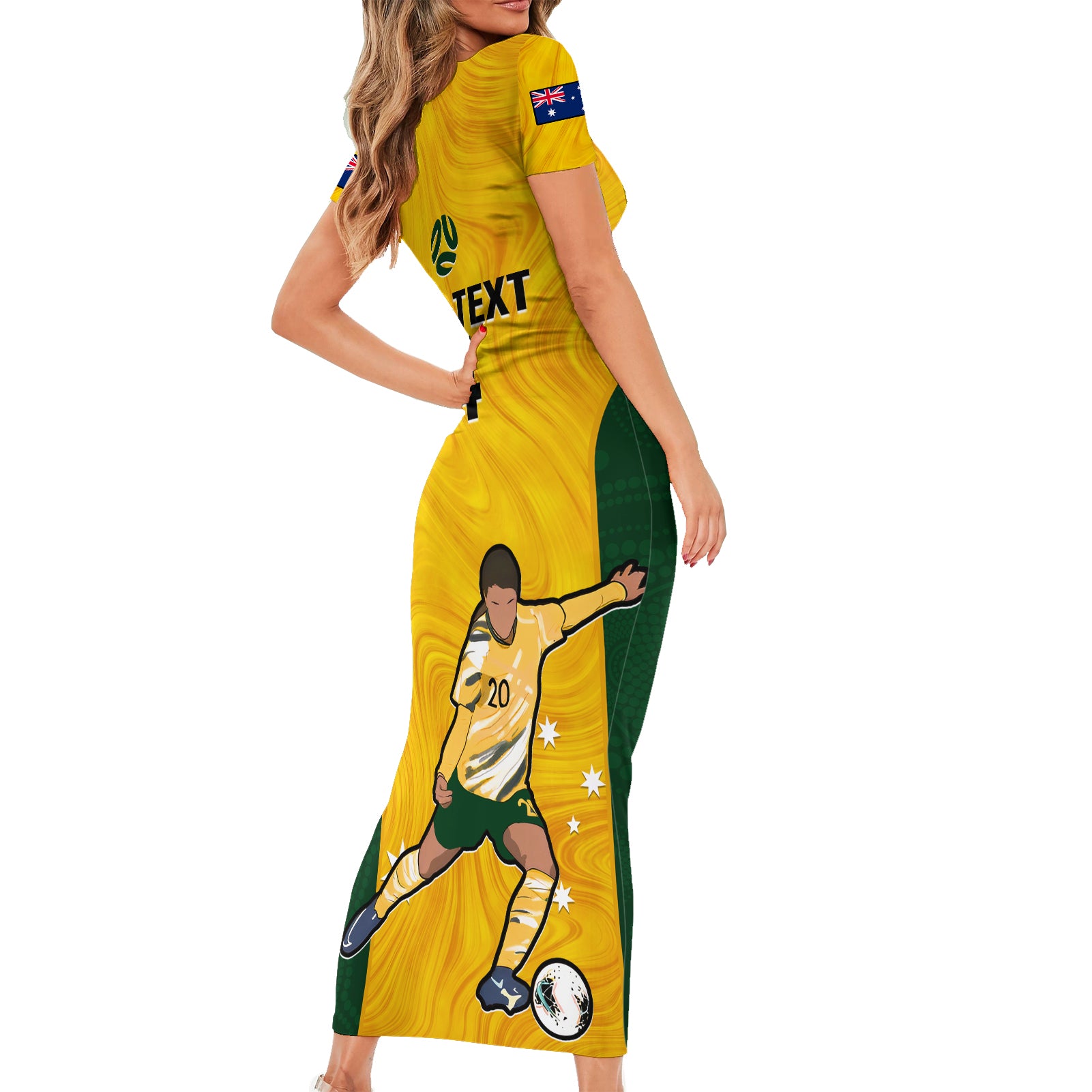 custom-australia-soccer-short-sleeve-bodycon-dress-sam-kerr-matildas-proud-2023-world-cup-yellow