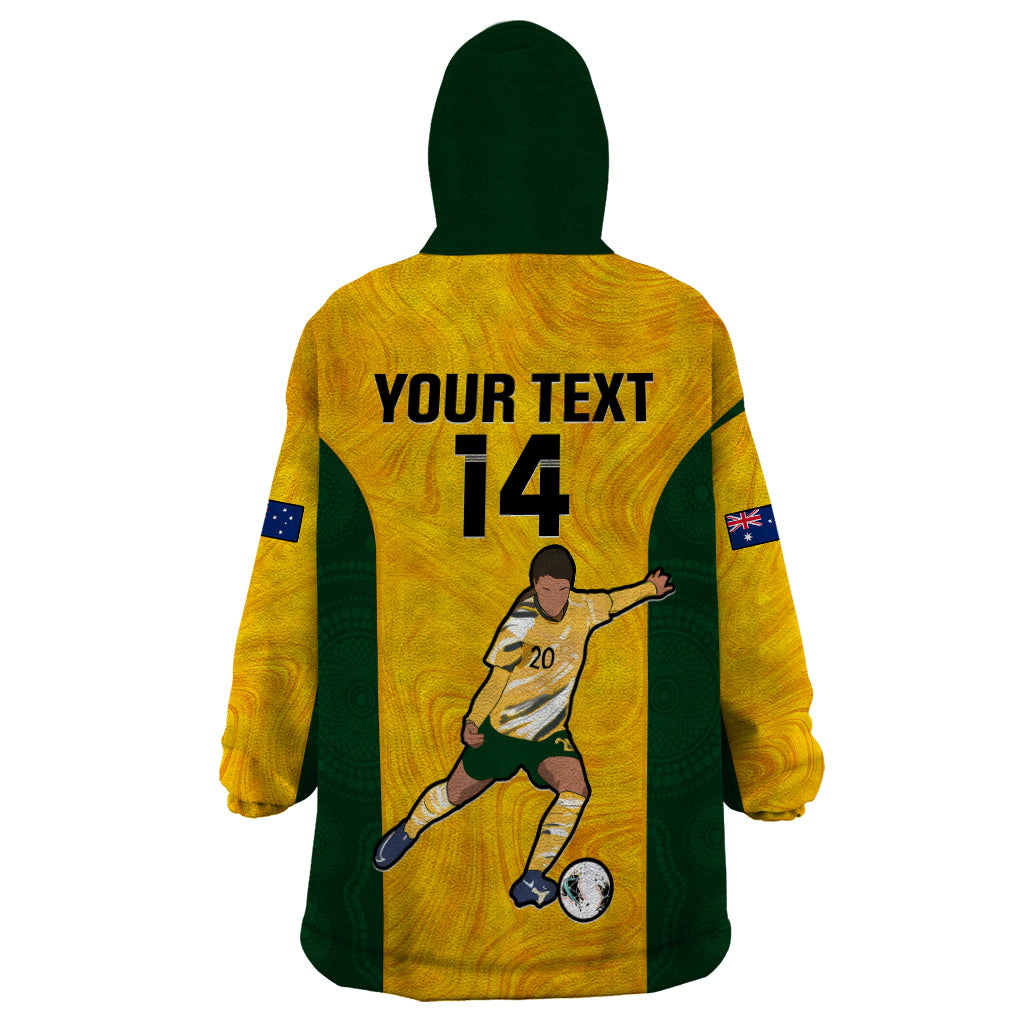 Custom Australia Soccer Wearable Blanket Hoodie Sam Kerr Matildas Proud 2023 World Cup Yellow - Vibe Hoodie Shop