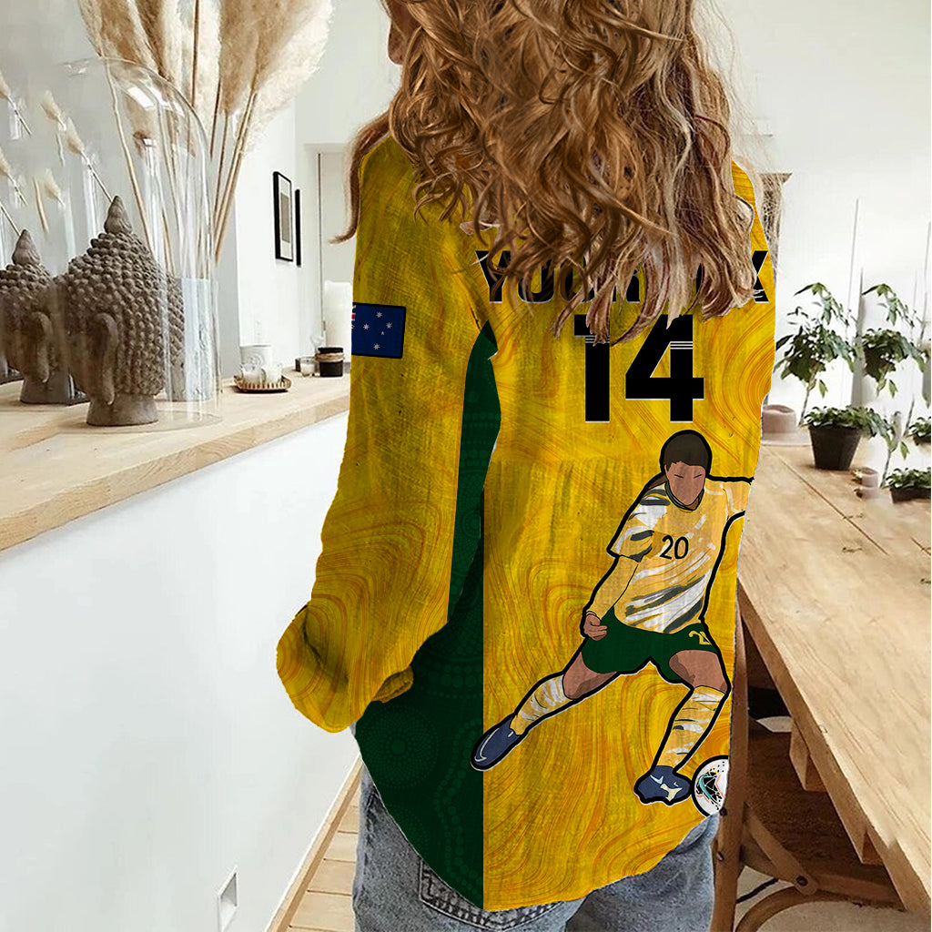 Custom Australia Soccer Women Casual Shirt Sam Kerr Matildas Proud 2023 World Cup Yellow - Vibe Hoodie Shop