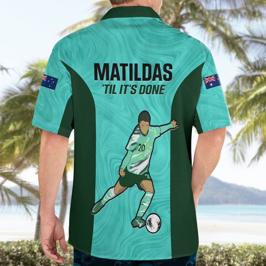 Australia Soccer Hawaiian Shirt Sam Kerr Matildas Proud 2023 World Cup Turquoise - Vibe Hoodie Shop