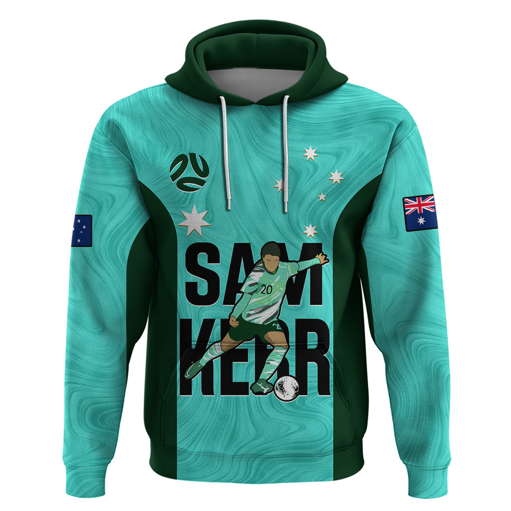 Australia Soccer Hoodie Sam Kerr Matildas Proud 2023 World Cup Turquoise - Vibe Hoodie Shop
