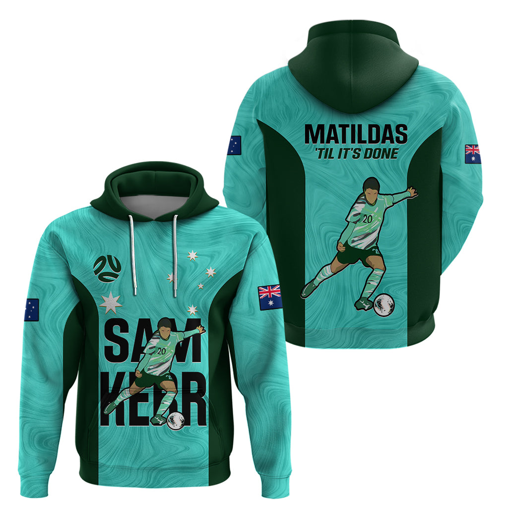 Australia Soccer Hoodie Sam Kerr Matildas Proud 2023 World Cup Turquoise - Vibe Hoodie Shop