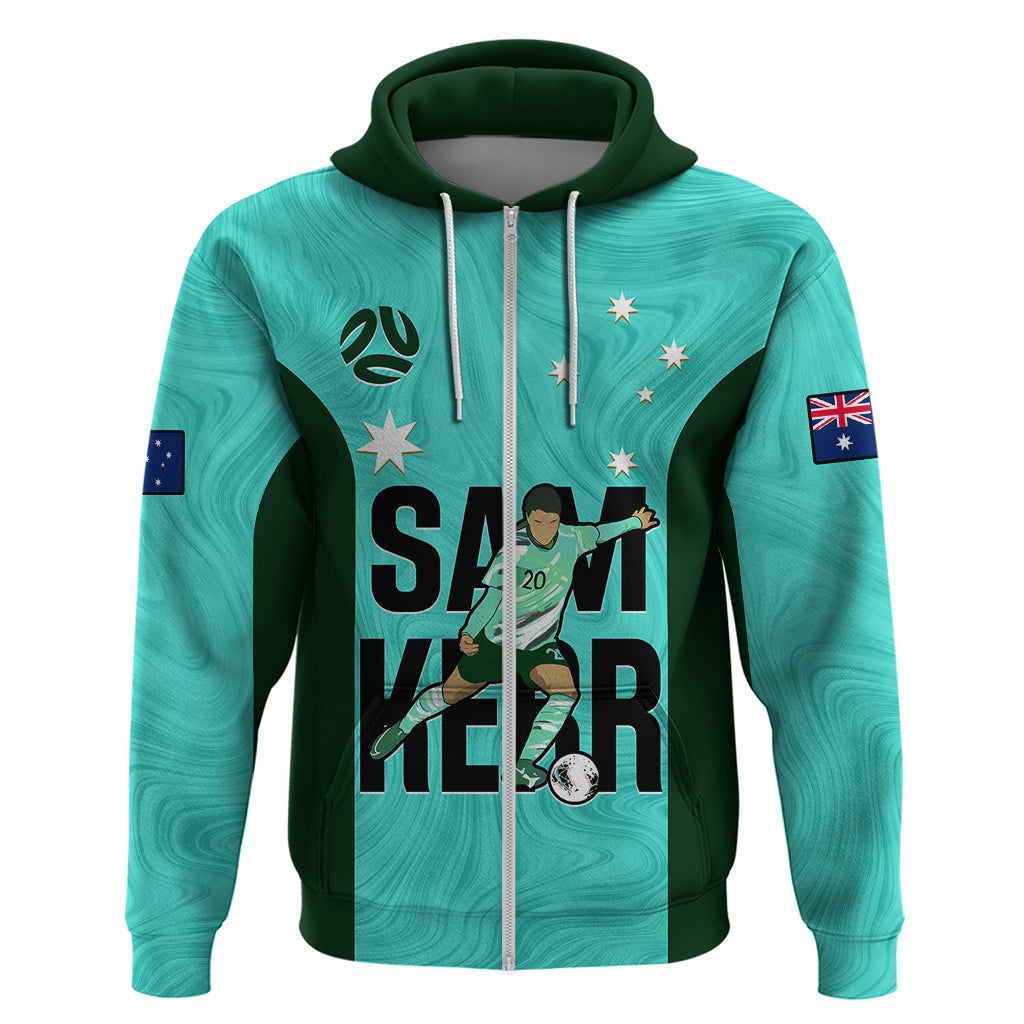 Australia Soccer Hoodie Sam Kerr Matildas Proud 2023 World Cup Turquoise - Vibe Hoodie Shop