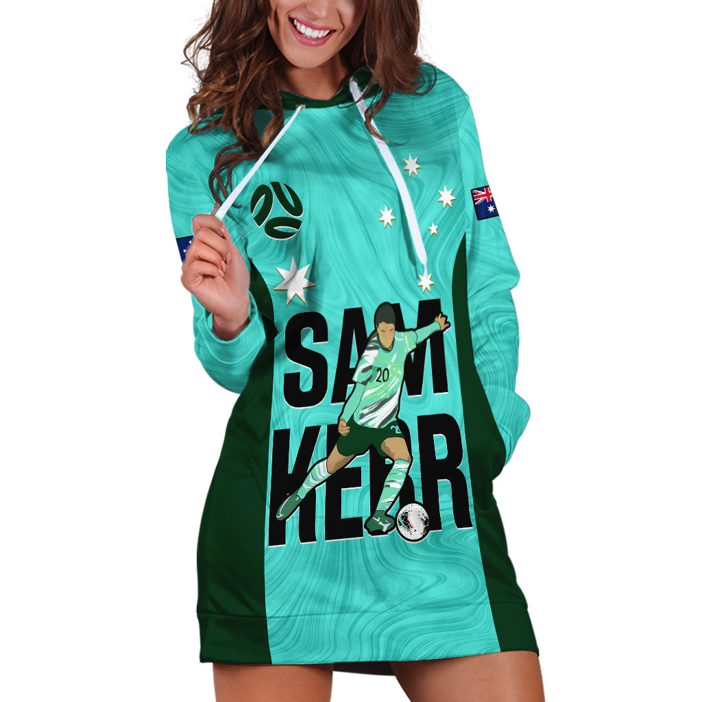 Australia Soccer Hoodie Dress Sam Kerr Matildas Proud 2023 World Cup Turquoise - Vibe Hoodie Shop