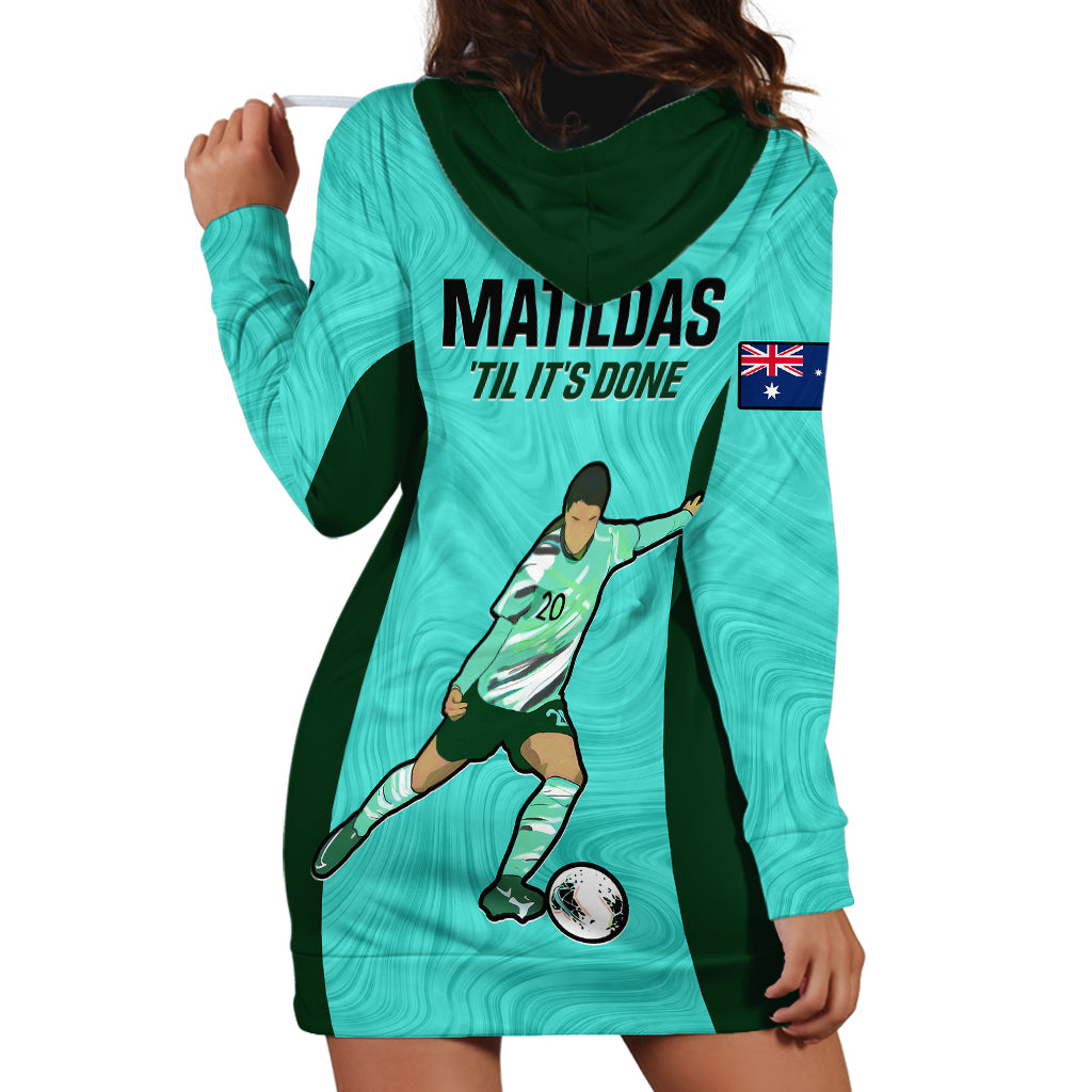 Australia Soccer Hoodie Dress Sam Kerr Matildas Proud 2023 World Cup Turquoise - Vibe Hoodie Shop