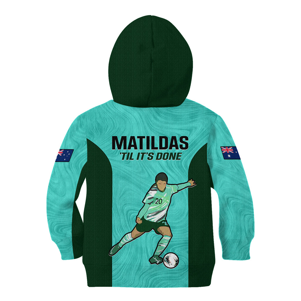 Australia Soccer Kid Hoodie Sam Kerr Matildas Proud 2023 World Cup Turquoise - Vibe Hoodie Shop