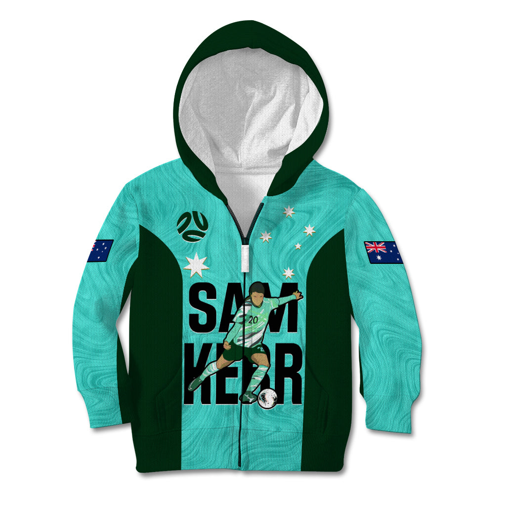 Australia Soccer Kid Hoodie Sam Kerr Matildas Proud 2023 World Cup Turquoise - Vibe Hoodie Shop