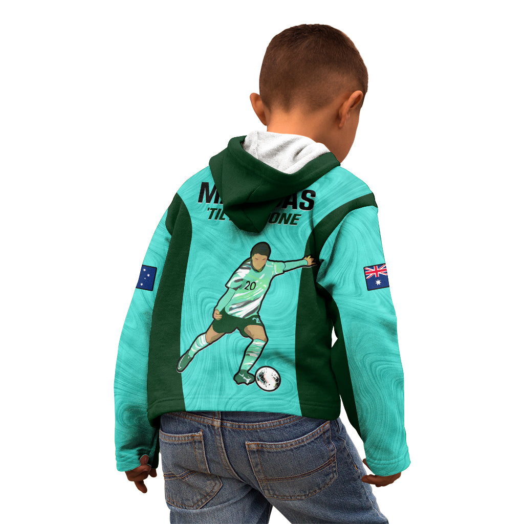 Australia Soccer Kid Hoodie Sam Kerr Matildas Proud 2023 World Cup Turquoise - Vibe Hoodie Shop