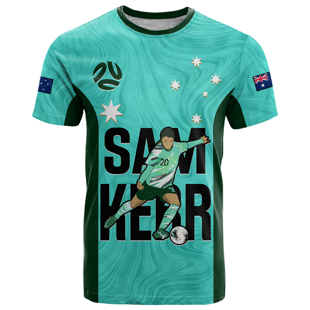 Australia Soccer T Shirt Sam Kerr Matildas Proud 2023 World Cup Turquoise - Vibe Hoodie Shop