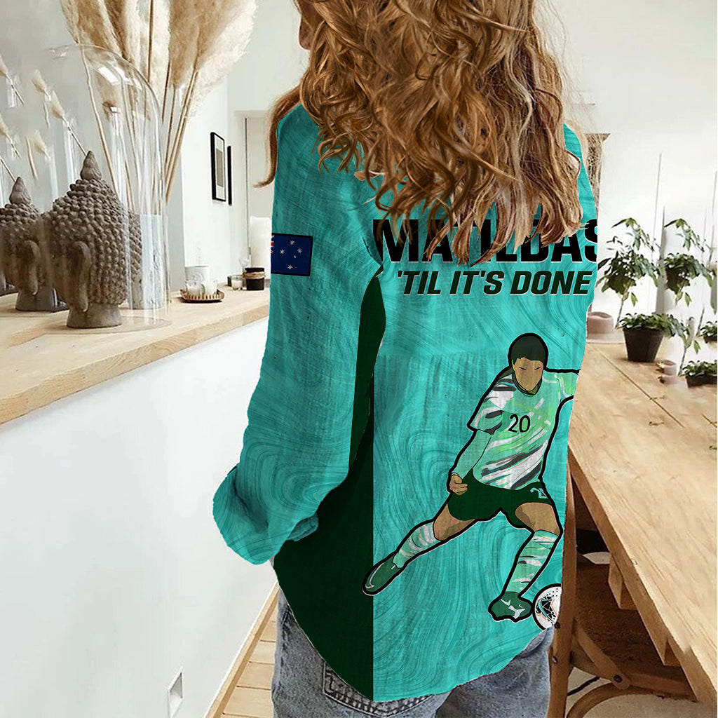 Australia Soccer Women Casual Shirt Sam Kerr Matildas Proud 2023 World Cup Turquoise - Vibe Hoodie Shop